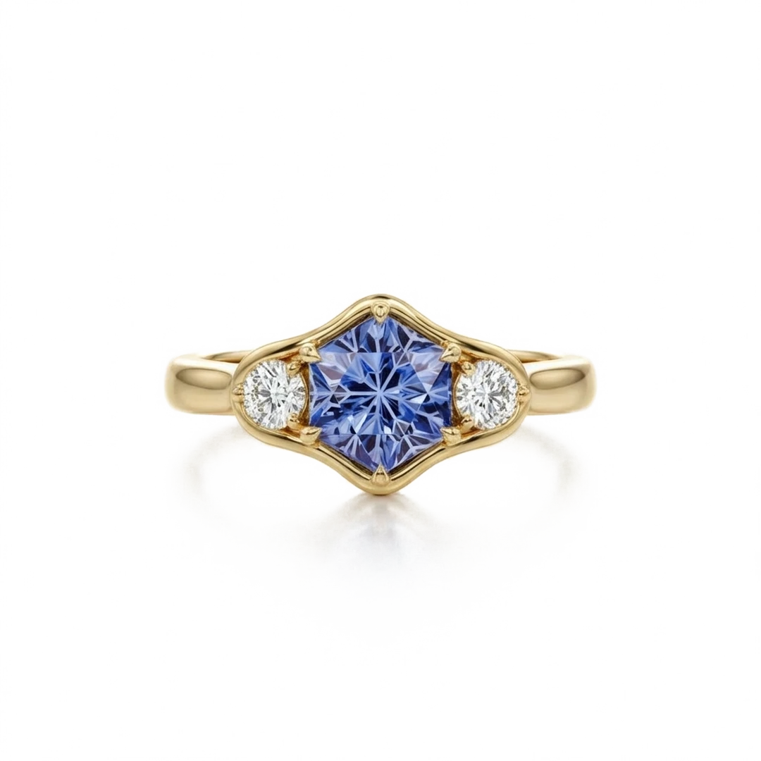 Petal Ring with sapphire center stone